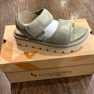 Koolaburra Kids Olive Green Suede Hook-and-Loop Sandals